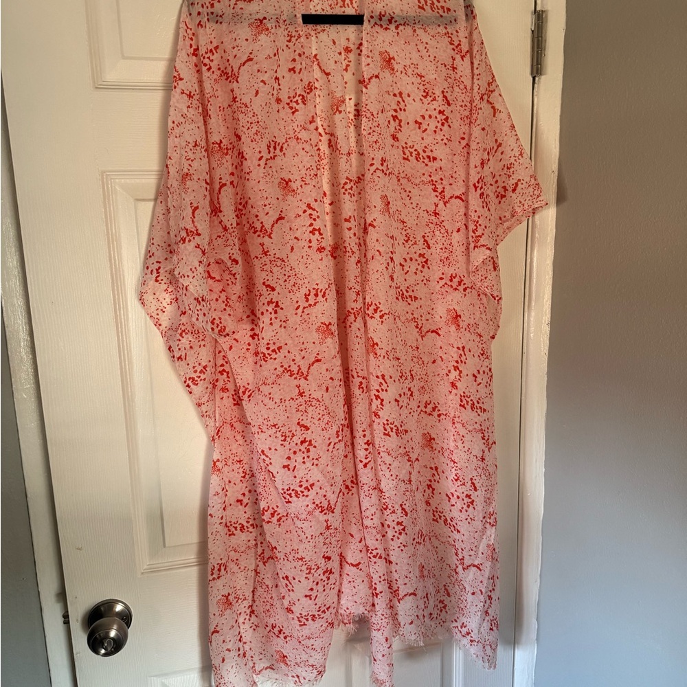 Pink and White Kimono Cover Up